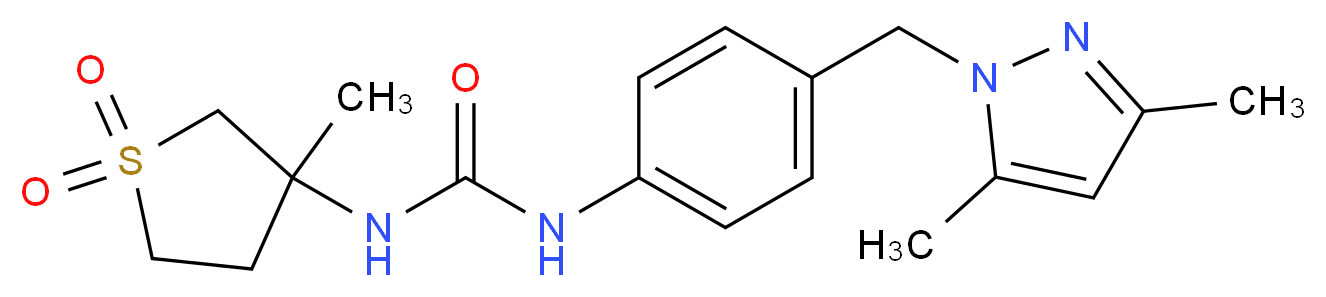 N-{4-[(3,5-dimethyl-1H-pyrazol-1-yl)methyl]phenyl}-N'-(3-methyl-1,1-dioxidotetrahydro-3-thienyl)urea_Molecular_structure_CAS_)