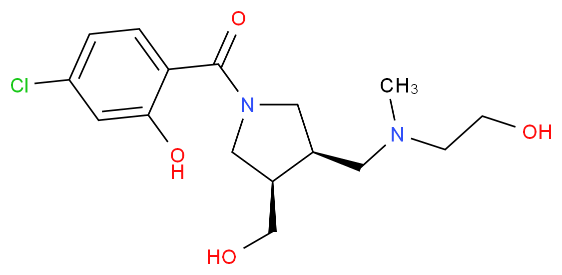 5-chloro-2-{[(3R*,4R*)-3-{[(2-hydroxyethyl)(methyl)amino]methyl}-4-(hydroxymethyl)pyrrolidin-1-yl]carbonyl}phenol_Molecular_structure_CAS_)