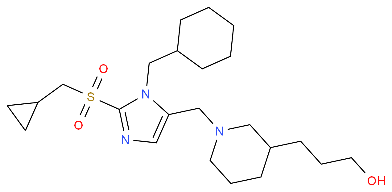 3-[1-({1-(cyclohexylmethyl)-2-[(cyclopropylmethyl)sulfonyl]-1H-imidazol-5-yl}methyl)-3-piperidinyl]-1-propanol_Molecular_structure_CAS_)