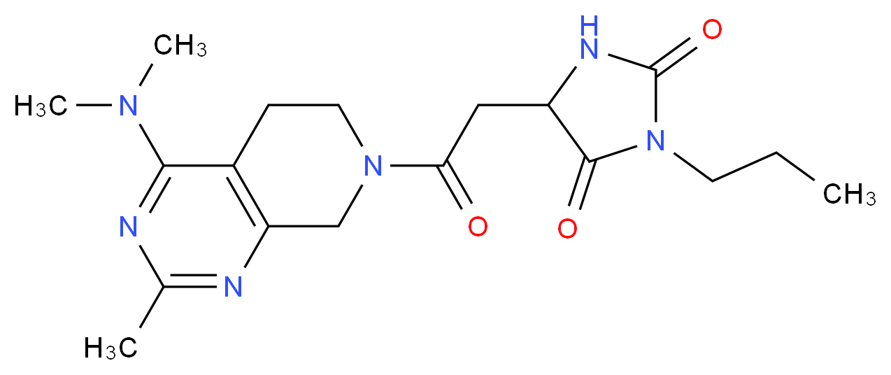 5-{2-[4-(dimethylamino)-2-methyl-5,8-dihydropyrido[3,4-d]pyrimidin-7(6H)-yl]-2-oxoethyl}-3-propylimidazolidine-2,4-dione_Molecular_structure_CAS_)