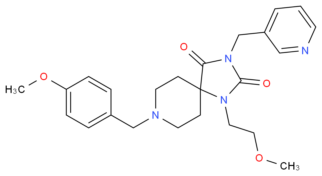 8-(4-methoxybenzyl)-1-(2-methoxyethyl)-3-(3-pyridinylmethyl)-1,3,8-triazaspiro[4.5]decane-2,4-dione_Molecular_structure_CAS_)