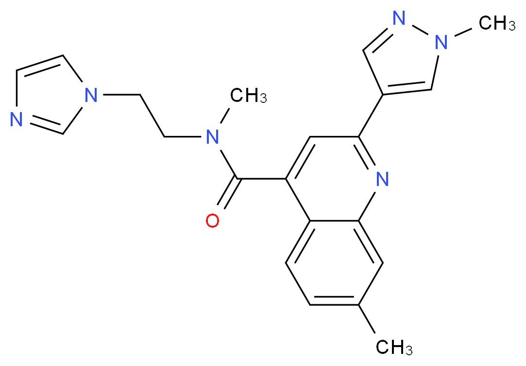 N-[2-(1H-imidazol-1-yl)ethyl]-N,7-dimethyl-2-(1-methyl-1H-pyrazol-4-yl)quinoline-4-carboxamide_Molecular_structure_CAS_)