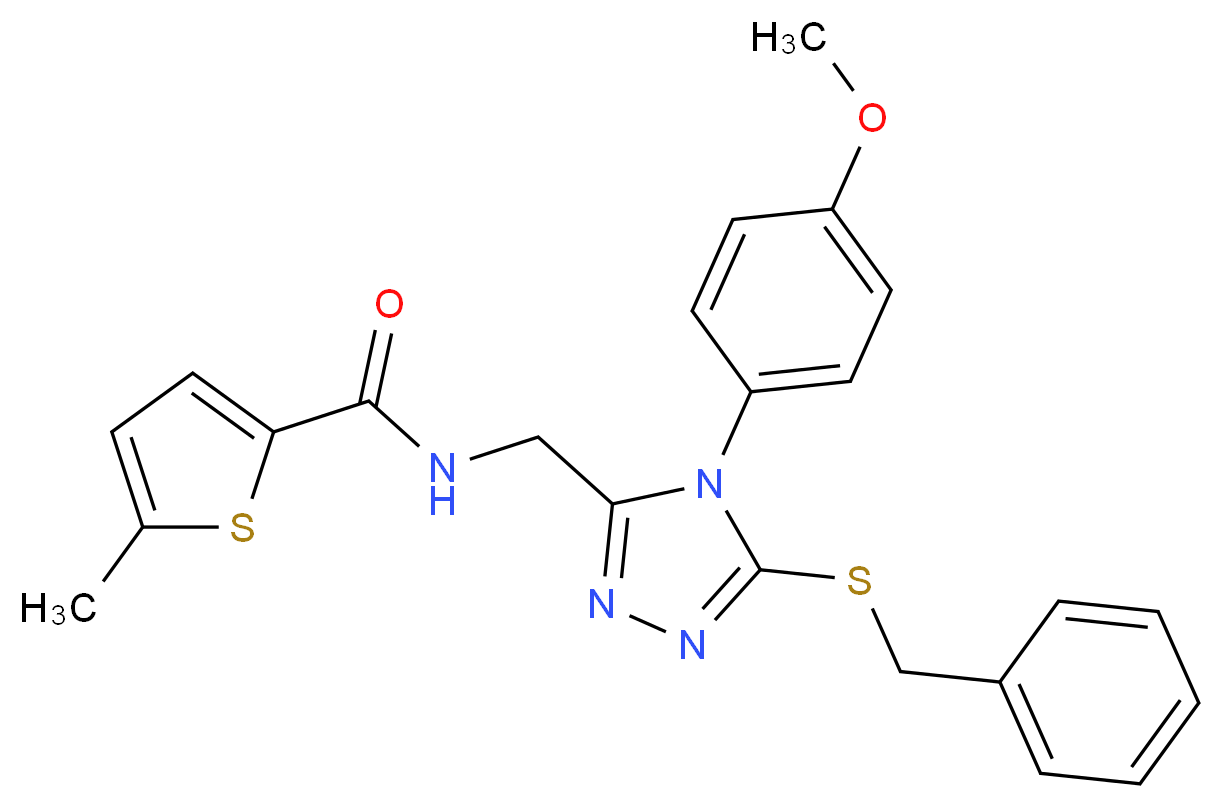 N-{[5-(benzylthio)-4-(4-methoxyphenyl)-4H-1,2,4-triazol-3-yl]methyl}-5-methyl-2-thiophenecarboxamide_Molecular_structure_CAS_)
