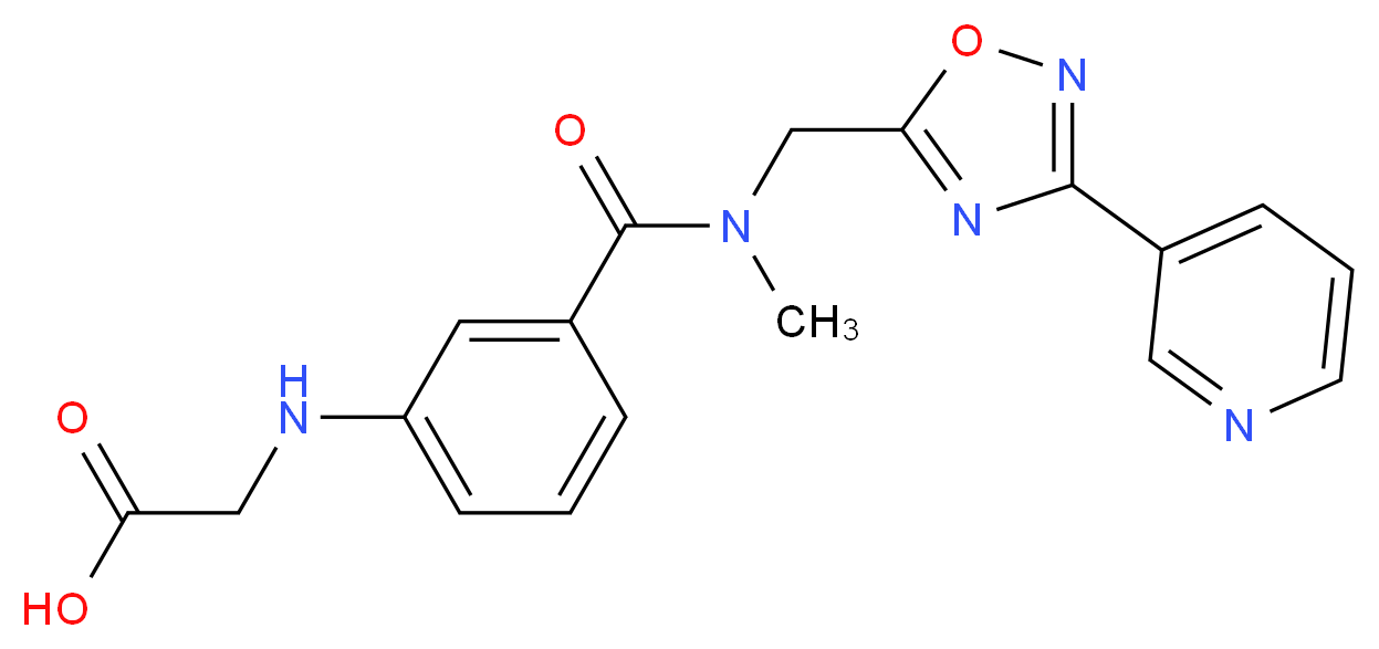 {[3-({methyl[(3-pyridin-3-yl-1,2,4-oxadiazol-5-yl)methyl]amino}carbonyl)phenyl]amino}acetic acid_Molecular_structure_CAS_)