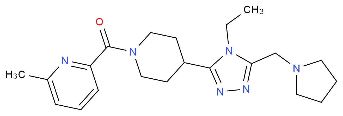 2-({4-[4-ethyl-5-(pyrrolidin-1-ylmethyl)-4H-1,2,4-triazol-3-yl]piperidin-1-yl}carbonyl)-6-methylpyridine_Molecular_structure_CAS_)