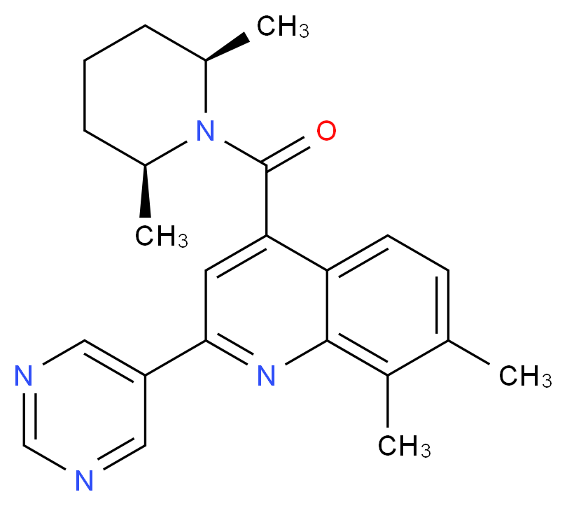 4-{[(2R*,6S*)-2,6-dimethylpiperidin-1-yl]carbonyl}-7,8-dimethyl-2-pyrimidin-5-ylquinoline_Molecular_structure_CAS_)
