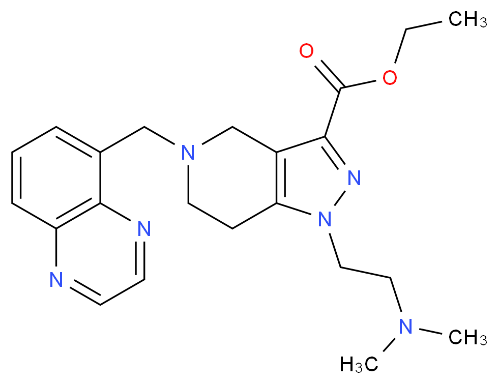 ethyl 1-[2-(dimethylamino)ethyl]-5-(5-quinoxalinylmethyl)-4,5,6,7-tetrahydro-1H-pyrazolo[4,3-c]pyridine-3-carboxylate_Molecular_structure_CAS_)