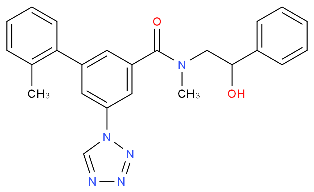 N-(2-hydroxy-2-phenylethyl)-N,2'-dimethyl-5-(1H-tetrazol-1-yl)-3-biphenylcarboxamide_Molecular_structure_CAS_)