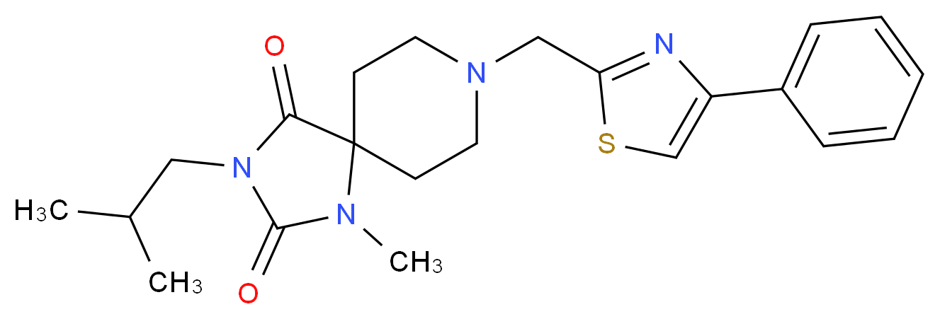 3-isobutyl-1-methyl-8-[(4-phenyl-1,3-thiazol-2-yl)methyl]-1,3,8-triazaspiro[4.5]decane-2,4-dione_Molecular_structure_CAS_)