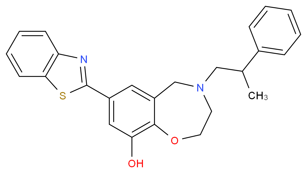 7-(1,3-benzothiazol-2-yl)-4-(2-phenylpropyl)-2,3,4,5-tetrahydro-1,4-benzoxazepin-9-ol_Molecular_structure_CAS_)