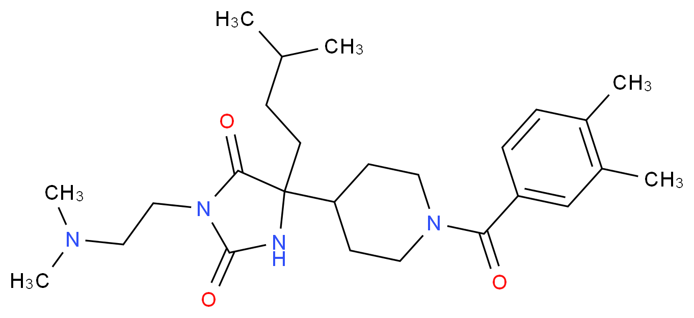 3-[2-(dimethylamino)ethyl]-5-[1-(3,4-dimethylbenzoyl)-4-piperidinyl]-5-(3-methylbutyl)-2,4-imidazolidinedione_Molecular_structure_CAS_)