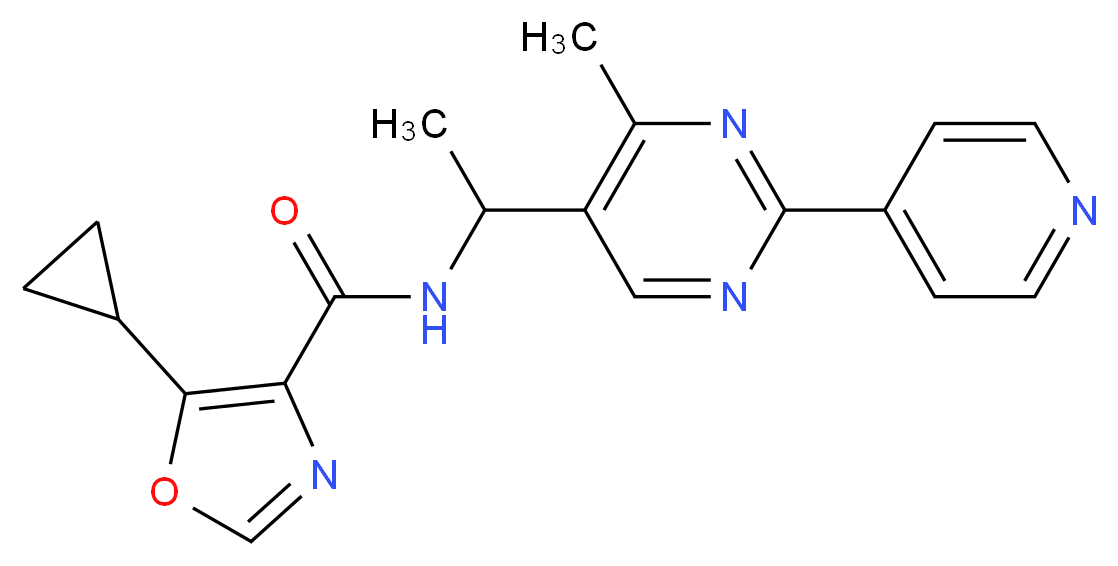 5-cyclopropyl-N-{1-[4-methyl-2-(4-pyridinyl)-5-pyrimidinyl]ethyl}-1,3-oxazole-4-carboxamide_Molecular_structure_CAS_)
