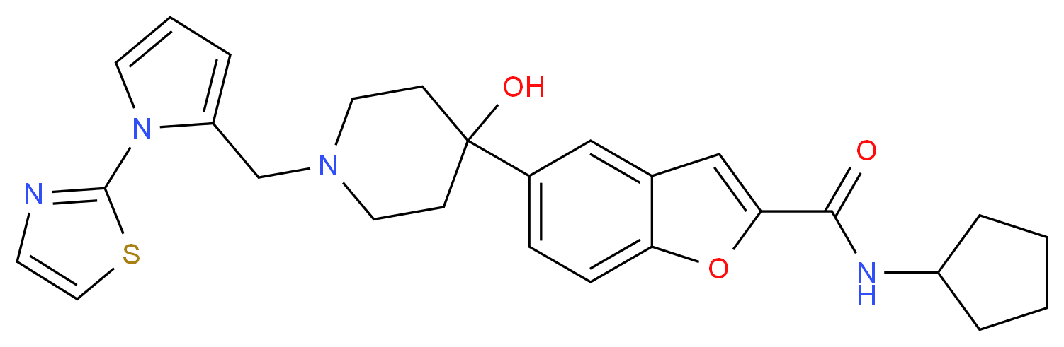 N-cyclopentyl-5-(4-hydroxy-1-{[1-(1,3-thiazol-2-yl)-1H-pyrrol-2-yl]methyl}-4-piperidinyl)-1-benzofuran-2-carboxamide_Molecular_structure_CAS_)
