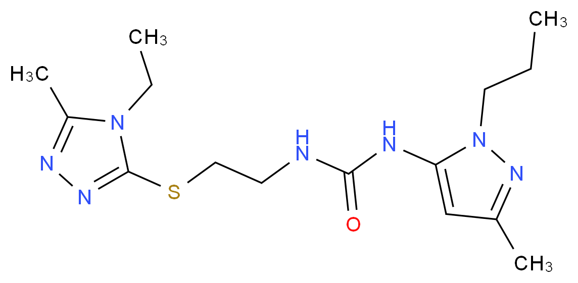 N-{2-[(4-ethyl-5-methyl-4H-1,2,4-triazol-3-yl)thio]ethyl}-N'-(3-methyl-1-propyl-1H-pyrazol-5-yl)urea_Molecular_structure_CAS_)