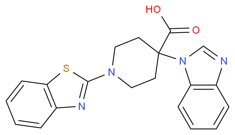 4-(1H-benzimidazol-1-yl)-1-(1,3-benzothiazol-2-yl)piperidine-4-carboxylic acid_Molecular_structure_CAS_)