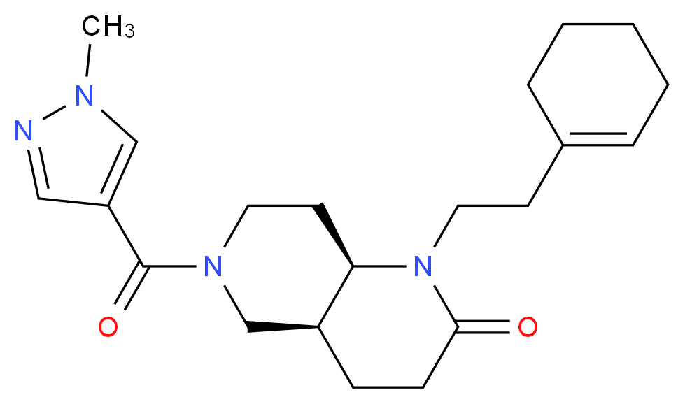 (4aS*,8aR*)-1-(2-cyclohex-1-en-1-ylethyl)-6-[(1-methyl-1H-pyrazol-4-yl)carbonyl]octahydro-1,6-naphthyridin-2(1H)-one_Molecular_structure_CAS_)
