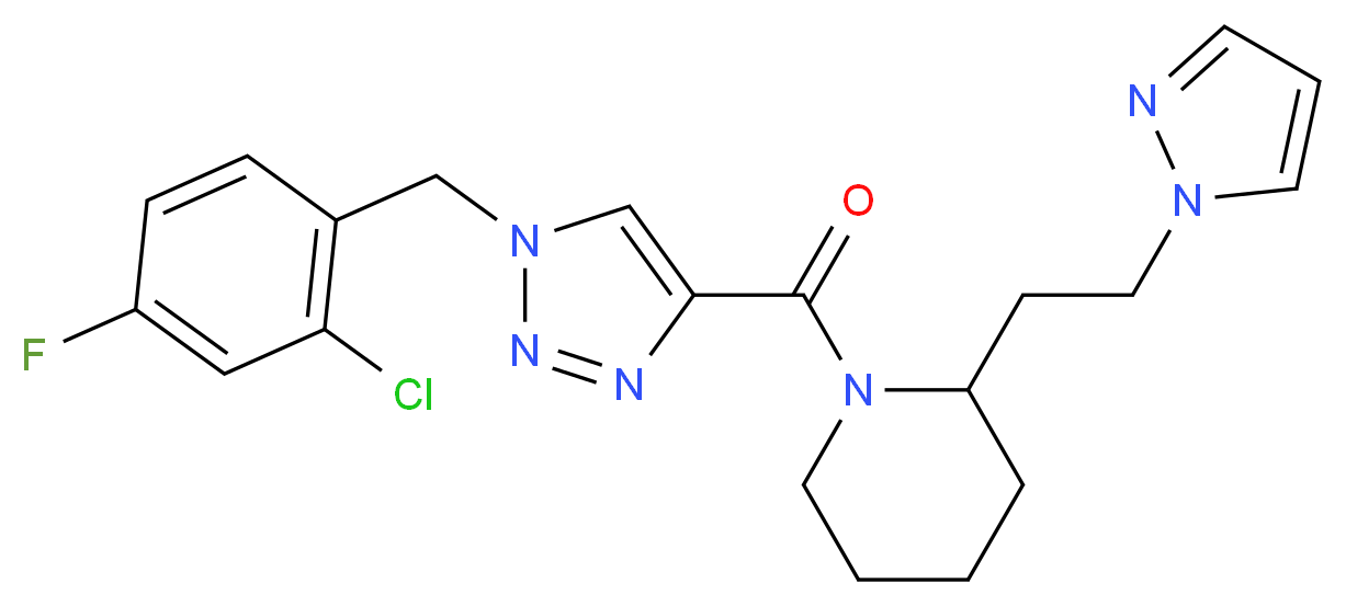 1-{[1-(2-chloro-4-fluorobenzyl)-1H-1,2,3-triazol-4-yl]carbonyl}-2-[2-(1H-pyrazol-1-yl)ethyl]piperidine_Molecular_structure_CAS_)