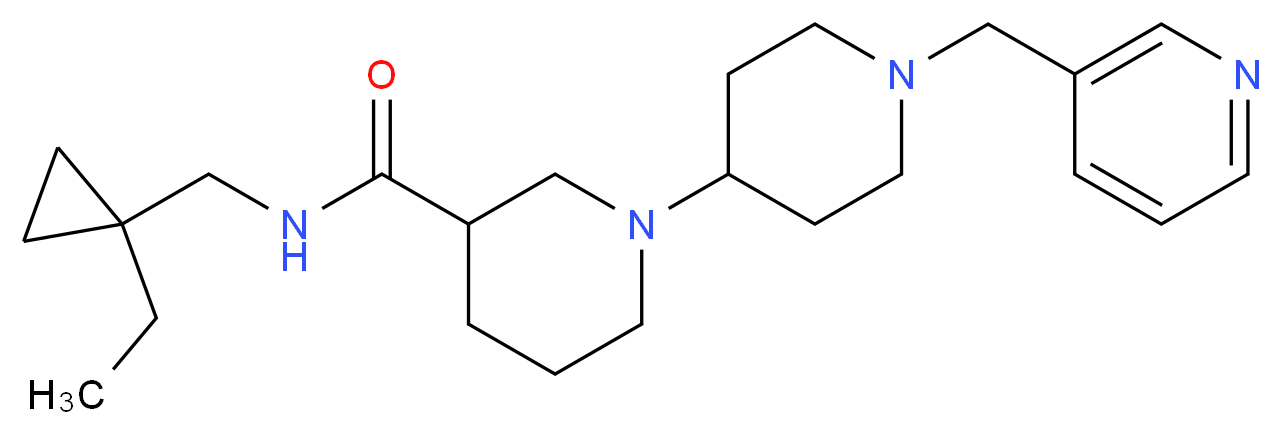N-[(1-ethylcyclopropyl)methyl]-1'-(pyridin-3-ylmethyl)-1,4'-bipiperidine-3-carboxamide_Molecular_structure_CAS_)