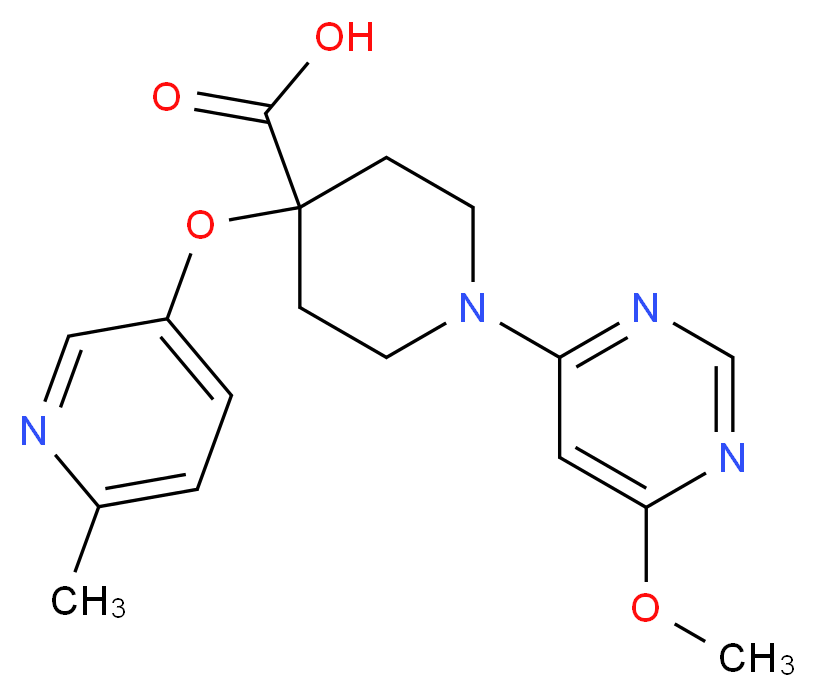 1-(6-methoxypyrimidin-4-yl)-4-[(6-methylpyridin-3-yl)oxy]piperidine-4-carboxylic acid_Molecular_structure_CAS_)