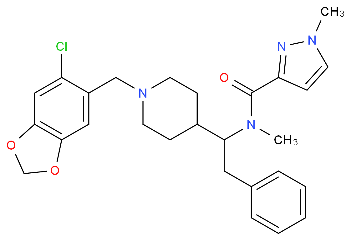 N-(1-{1-[(6-chloro-1,3-benzodioxol-5-yl)methyl]-4-piperidinyl}-2-phenylethyl)-N,1-dimethyl-1H-pyrazole-3-carboxamide_Molecular_structure_CAS_)
