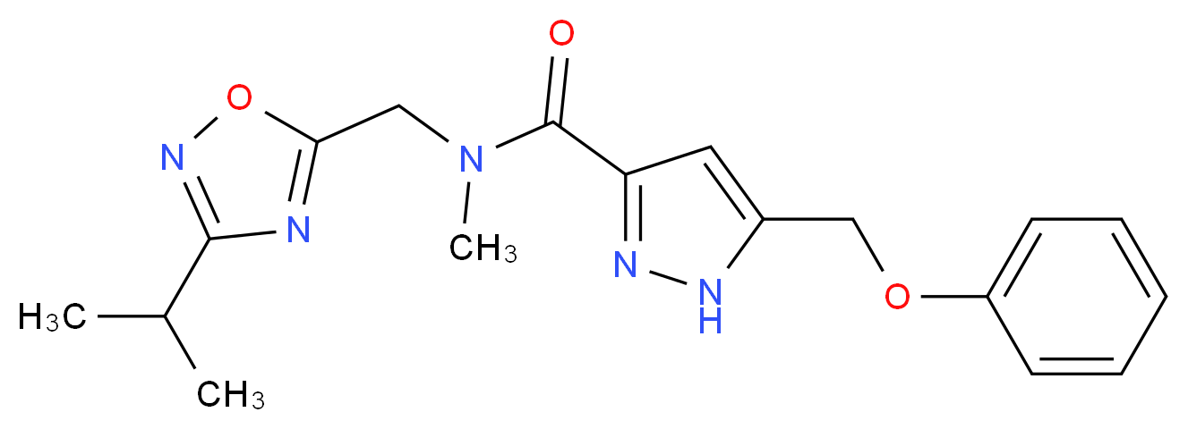 N-[(3-isopropyl-1,2,4-oxadiazol-5-yl)methyl]-N-methyl-5-(phenoxymethyl)-1H-pyrazole-3-carboxamide_Molecular_structure_CAS_)