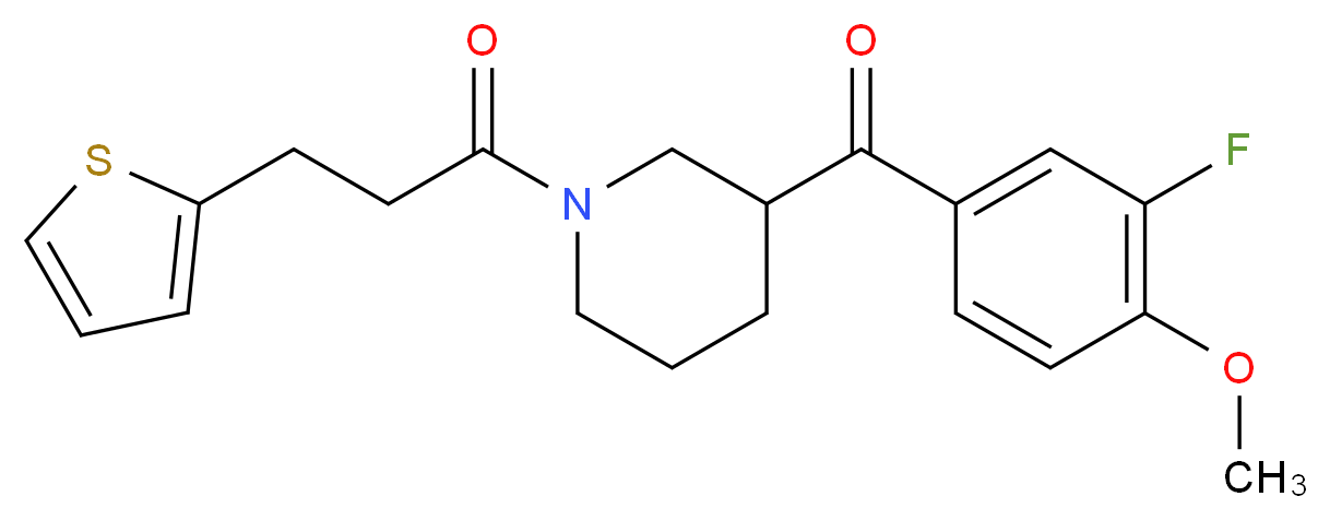 (3-fluoro-4-methoxyphenyl){1-[3-(2-thienyl)propanoyl]-3-piperidinyl}methanone_Molecular_structure_CAS_)