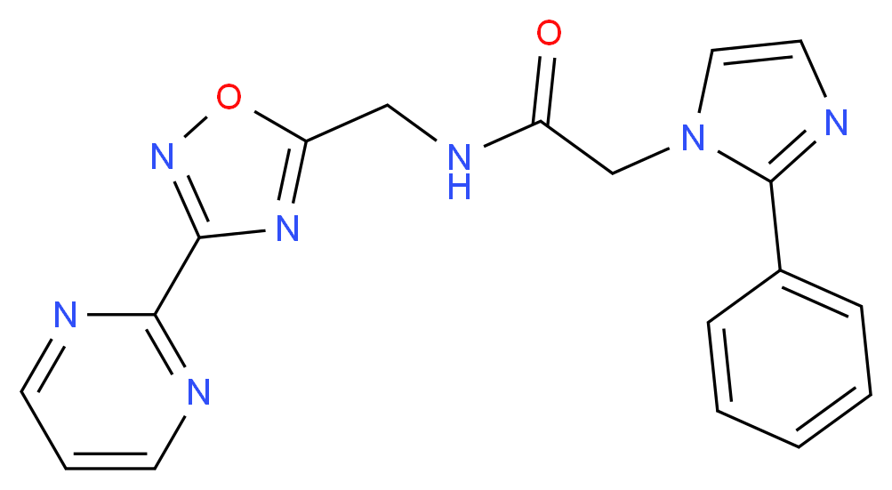 2-(2-phenyl-1H-imidazol-1-yl)-N-{[3-(2-pyrimidinyl)-1,2,4-oxadiazol-5-yl]methyl}acetamide_Molecular_structure_CAS_)