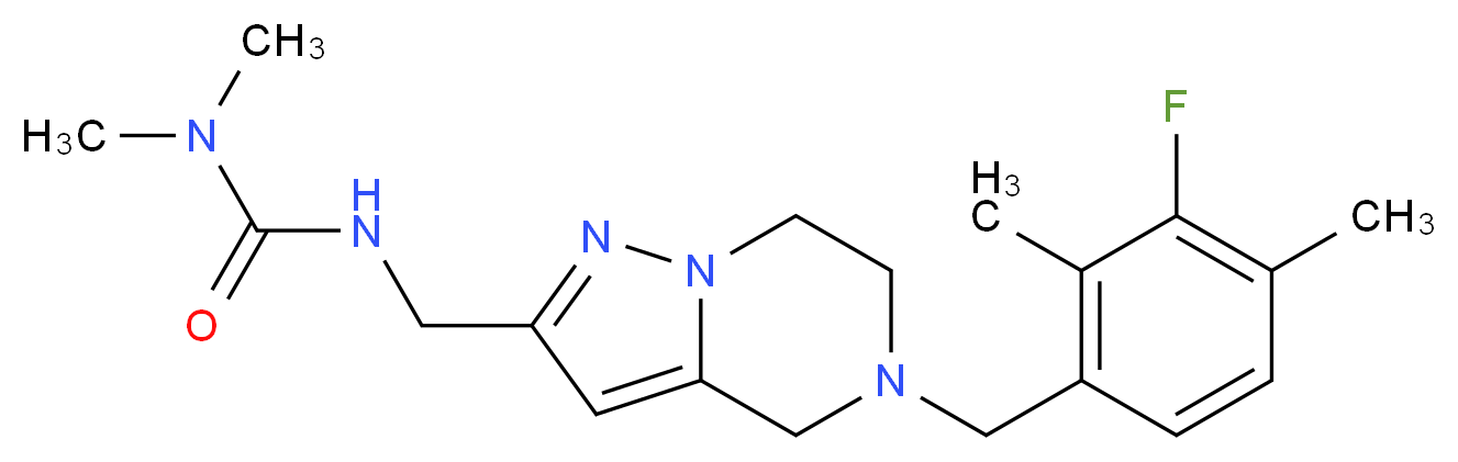 N'-{[5-(3-fluoro-2,4-dimethylbenzyl)-4,5,6,7-tetrahydropyrazolo[1,5-a]pyrazin-2-yl]methyl}-N,N-dimethylurea_Molecular_structure_CAS_)