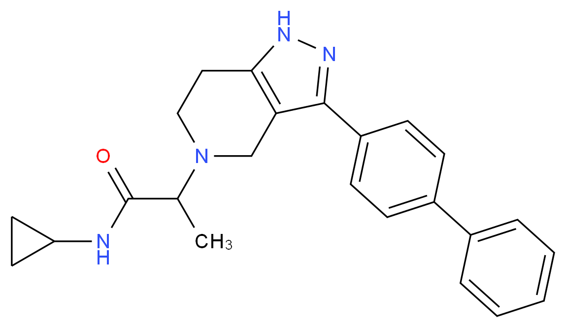 2-(3-biphenyl-4-yl-1,4,6,7-tetrahydro-5H-pyrazolo[4,3-c]pyridin-5-yl)-N-cyclopropylpropanamide_Molecular_structure_CAS_)