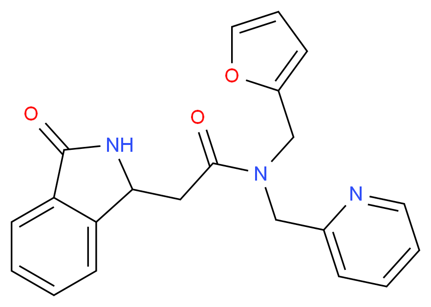 N-(2-furylmethyl)-2-(3-oxo-2,3-dihydro-1H-isoindol-1-yl)-N-(pyridin-2-ylmethyl)acetamide_Molecular_structure_CAS_)
