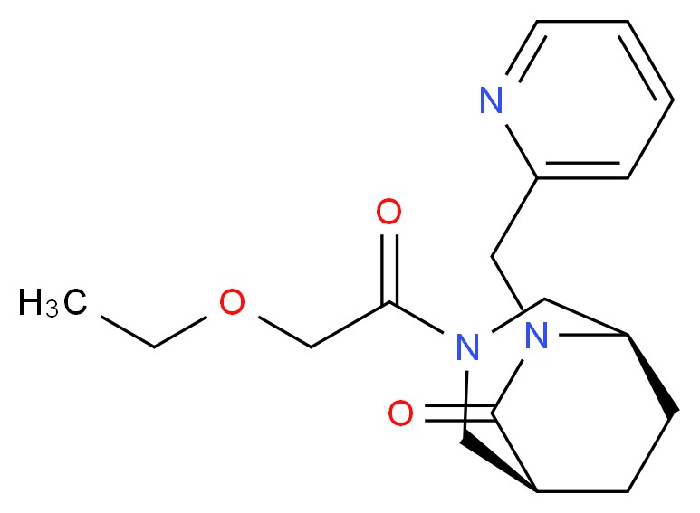 (1S*,5R*)-3-(ethoxyacetyl)-6-(2-pyridinylmethyl)-3,6-diazabicyclo[3.2.2]nonan-7-one_Molecular_structure_CAS_)