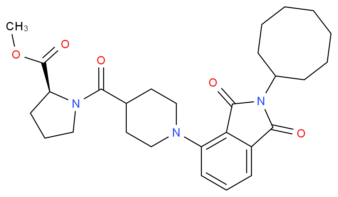methyl 1-{[1-(2-cyclooctyl-1,3-dioxo-2,3-dihydro-1H-isoindol-4-yl)-4-piperidinyl]carbonyl}-L-prolinate_Molecular_structure_CAS_)