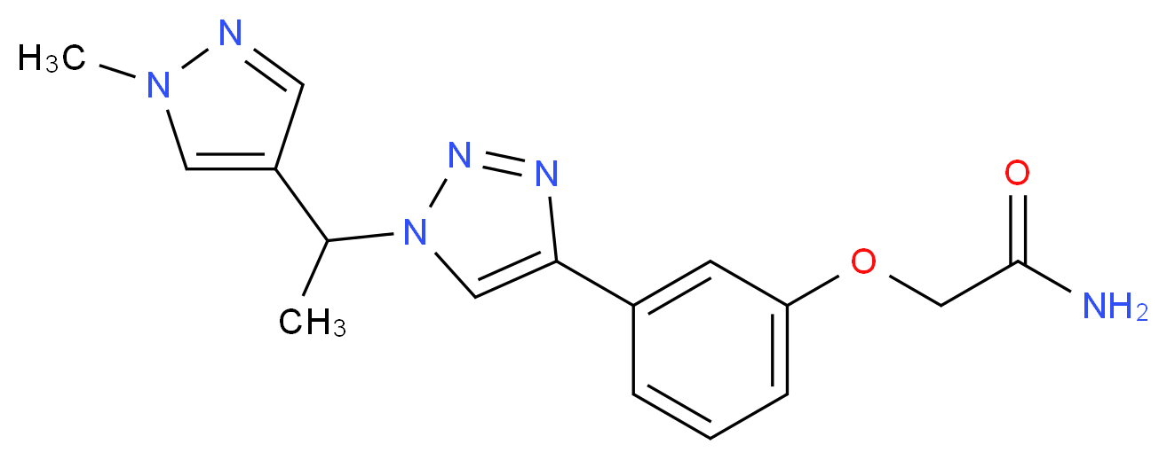 2-(3-{1-[1-(1-methyl-1H-pyrazol-4-yl)ethyl]-1H-1,2,3-triazol-4-yl}phenoxy)acetamide_Molecular_structure_CAS_)