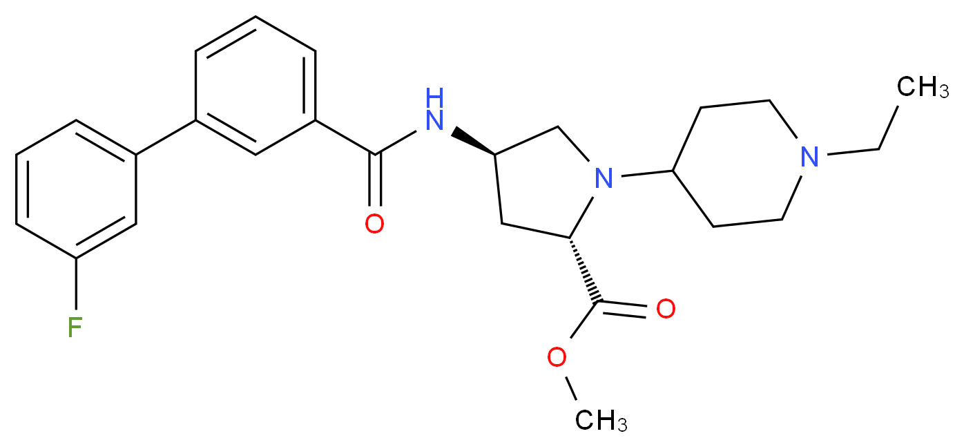 methyl (4R)-1-(1-ethyl-4-piperidinyl)-4-{[(3'-fluoro-3-biphenylyl)carbonyl]amino}-L-prolinate_Molecular_structure_CAS_)