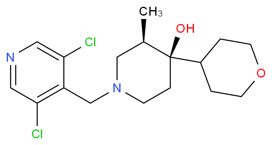 (3R*,4R*)-1-[(3,5-dichloro-4-pyridinyl)methyl]-3-methyl-4-(tetrahydro-2H-pyran-4-yl)-4-piperidinol_Molecular_structure_CAS_)