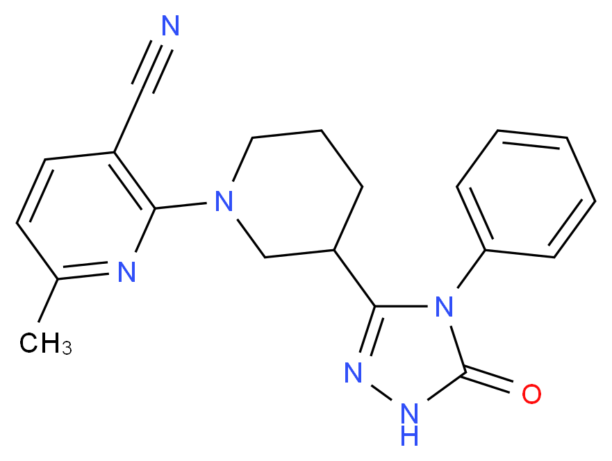 6-methyl-2-[3-(5-oxo-4-phenyl-4,5-dihydro-1H-1,2,4-triazol-3-yl)piperidin-1-yl]nicotinonitrile_Molecular_structure_CAS_)