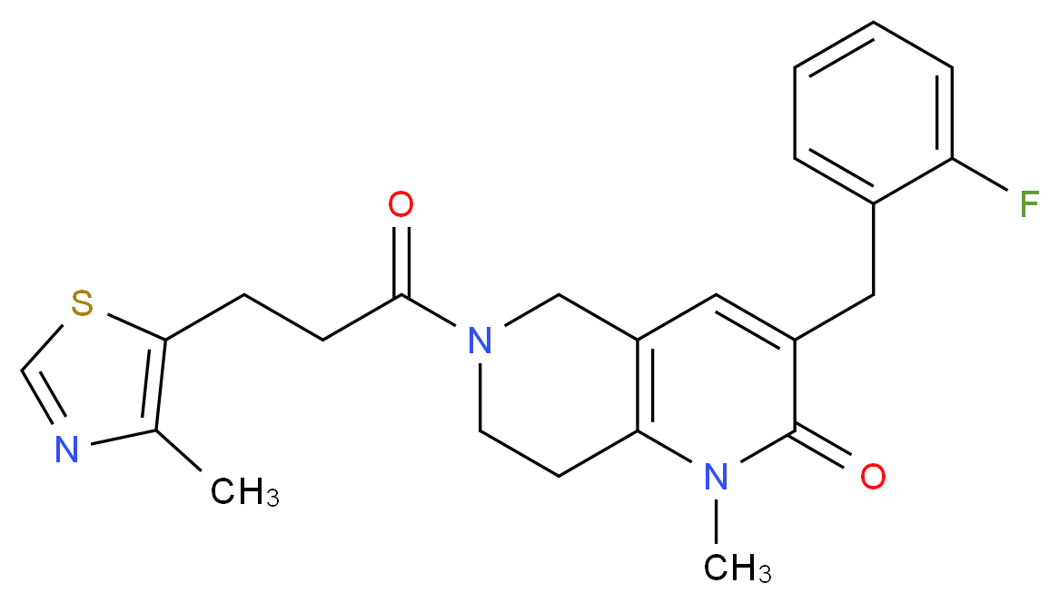 3-(2-fluorobenzyl)-1-methyl-6-[3-(4-methyl-1,3-thiazol-5-yl)propanoyl]-5,6,7,8-tetrahydro-1,6-naphthyridin-2(1H)-one_Molecular_structure_CAS_)