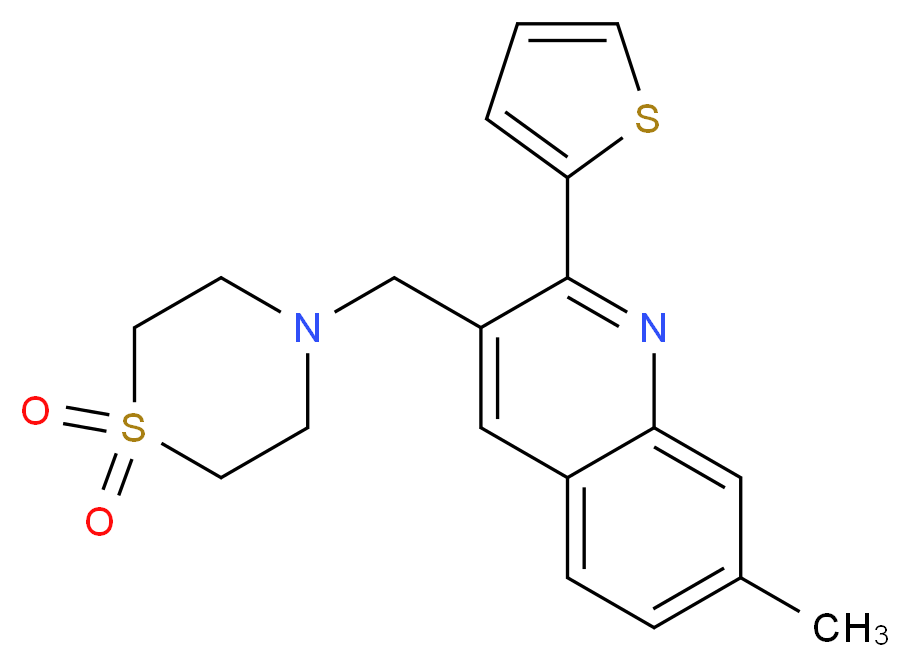 3-[(1,1-dioxido-4-thiomorpholinyl)methyl]-7-methyl-2-(2-thienyl)quinoline_Molecular_structure_CAS_)