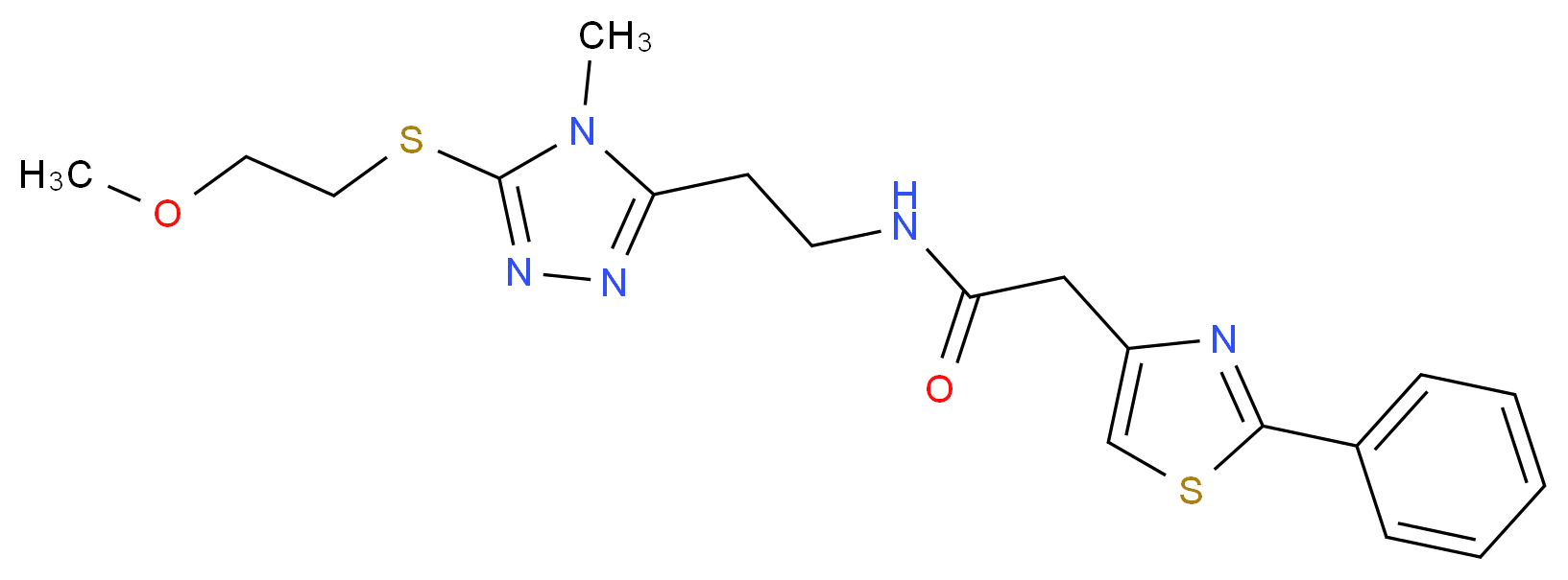 N-(2-{5-[(2-methoxyethyl)thio]-4-methyl-4H-1,2,4-triazol-3-yl}ethyl)-2-(2-phenyl-1,3-thiazol-4-yl)acetamide_Molecular_structure_CAS_)