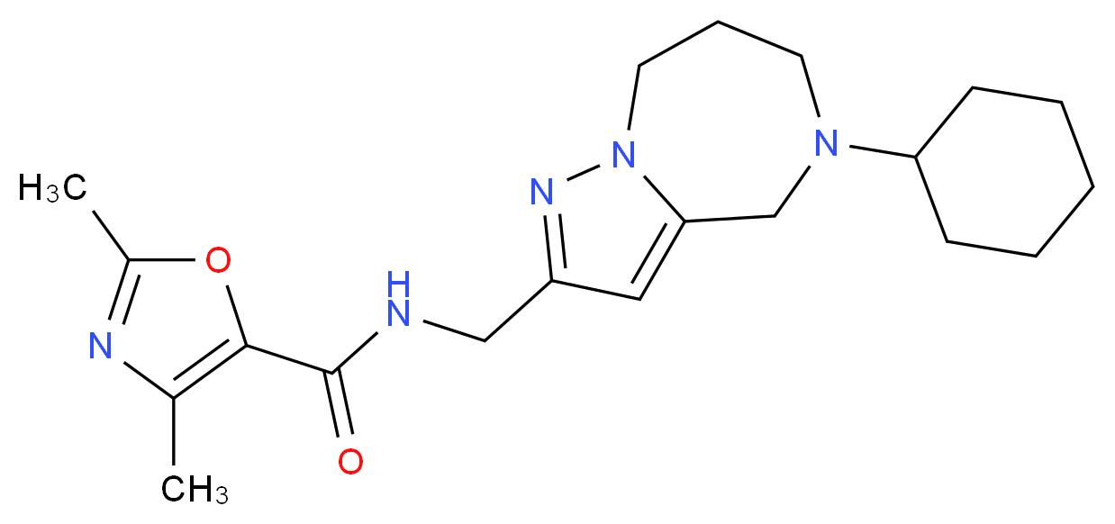 N-[(5-cyclohexyl-5,6,7,8-tetrahydro-4H-pyrazolo[1,5-a][1,4]diazepin-2-yl)methyl]-2,4-dimethyl-1,3-oxazole-5-carboxamide_Molecular_structure_CAS_)