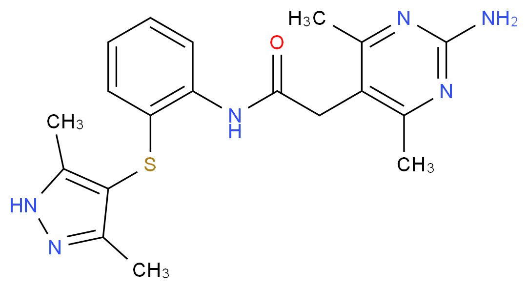 2-(2-amino-4,6-dimethylpyrimidin-5-yl)-N-{2-[(3,5-dimethyl-1H-pyrazol-4-yl)thio]phenyl}acetamide_Molecular_structure_CAS_)