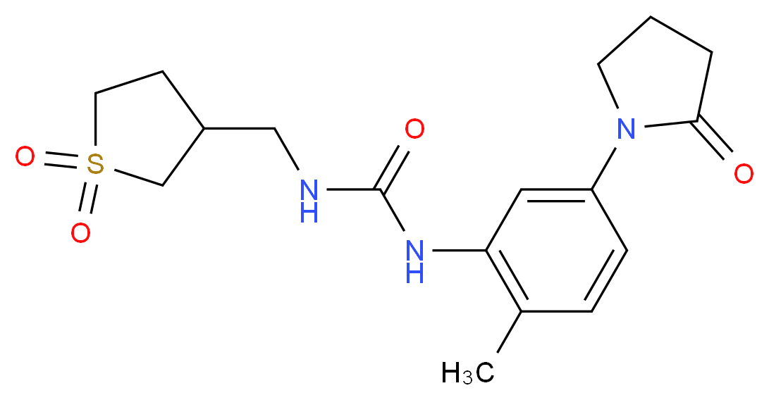 N-[(1,1-dioxidotetrahydro-3-thienyl)methyl]-N'-[2-methyl-5-(2-oxopyrrolidin-1-yl)phenyl]urea_Molecular_structure_CAS_)