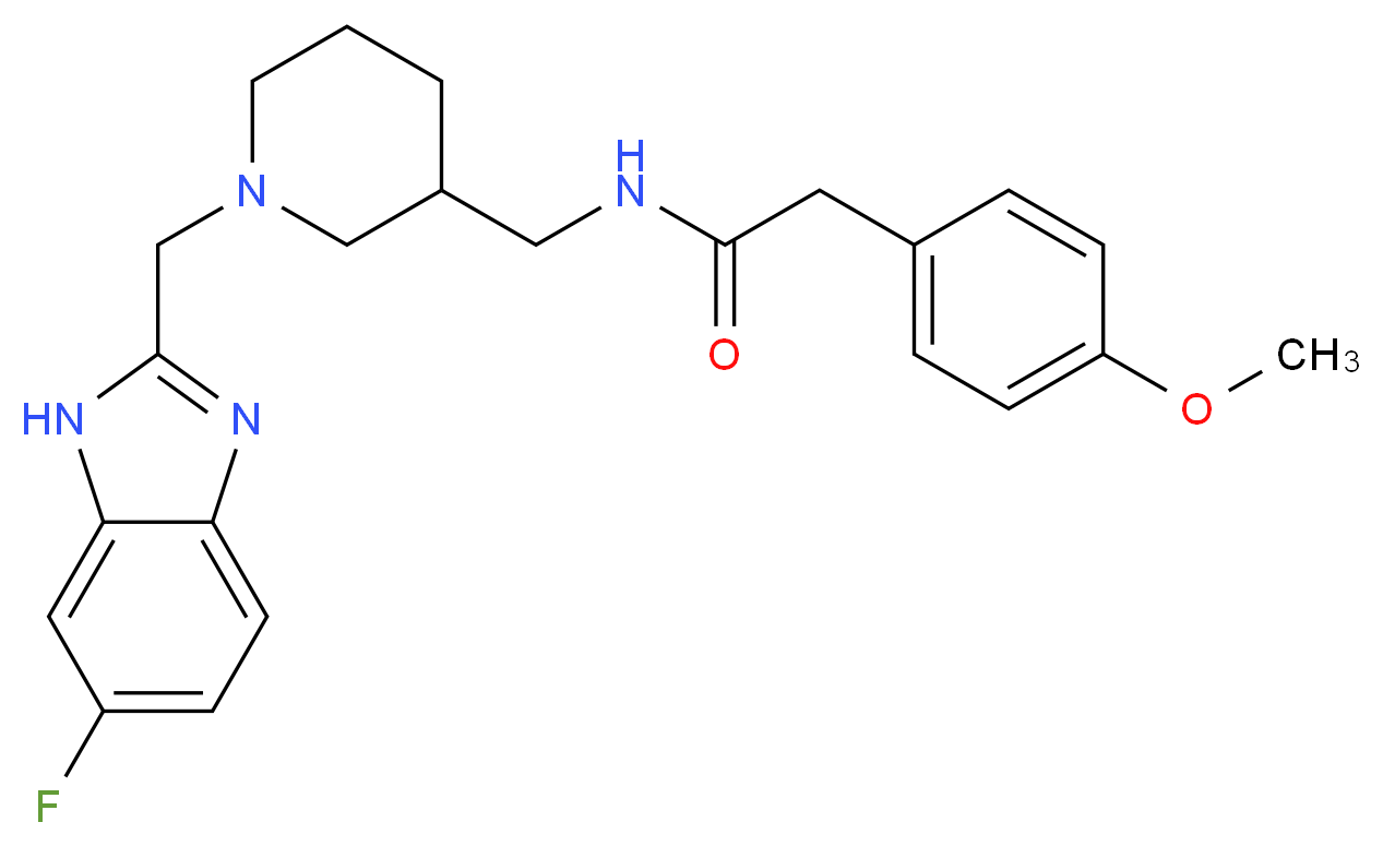 N-({1-[(6-fluoro-1H-benzimidazol-2-yl)methyl]-3-piperidinyl}methyl)-2-(4-methoxyphenyl)acetamide_Molecular_structure_CAS_)