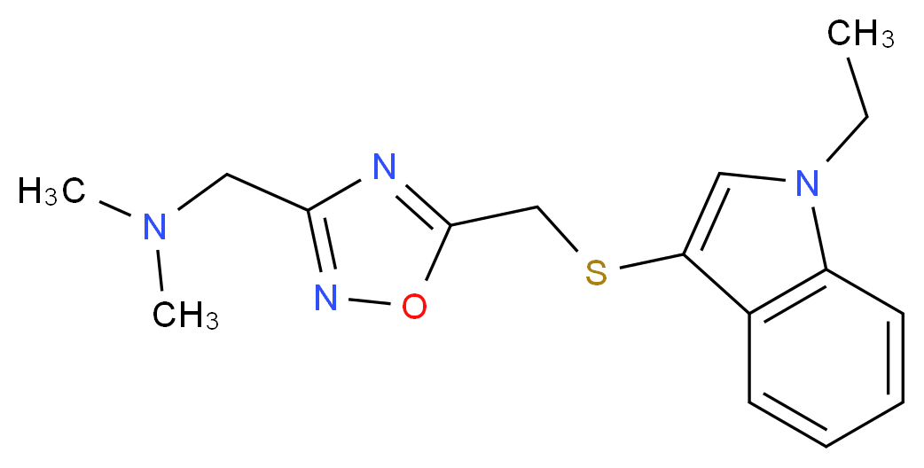 1-(5-{[(1-ethyl-1H-indol-3-yl)thio]methyl}-1,2,4-oxadiazol-3-yl)-N,N-dimethylmethanamine_Molecular_structure_CAS_)