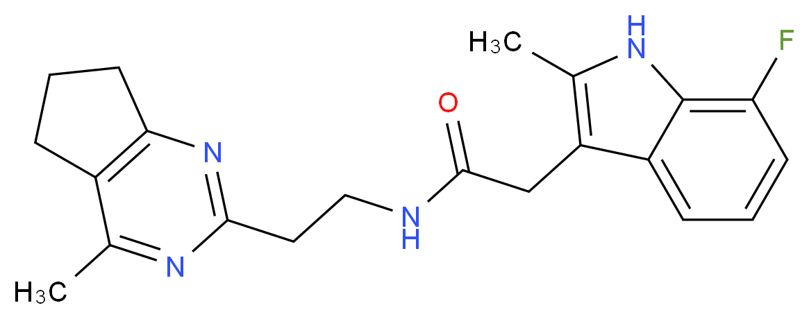 2-(7-fluoro-2-methyl-1H-indol-3-yl)-N-[2-(4-methyl-6,7-dihydro-5H-cyclopenta[d]pyrimidin-2-yl)ethyl]acetamide_Molecular_structure_CAS_)