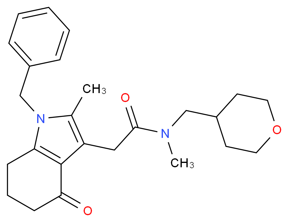 2-(1-benzyl-2-methyl-4-oxo-4,5,6,7-tetrahydro-1H-indol-3-yl)-N-methyl-N-(tetrahydro-2H-pyran-4-ylmethyl)acetamide_Molecular_structure_CAS_)