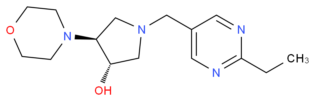 (3S*,4S*)-1-[(2-ethyl-5-pyrimidinyl)methyl]-4-(4-morpholinyl)-3-pyrrolidinol_Molecular_structure_CAS_)