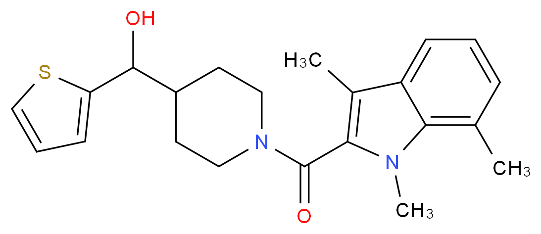 2-thienyl{1-[(1,3,7-trimethyl-1H-indol-2-yl)carbonyl]piperidin-4-yl}methanol_Molecular_structure_CAS_)