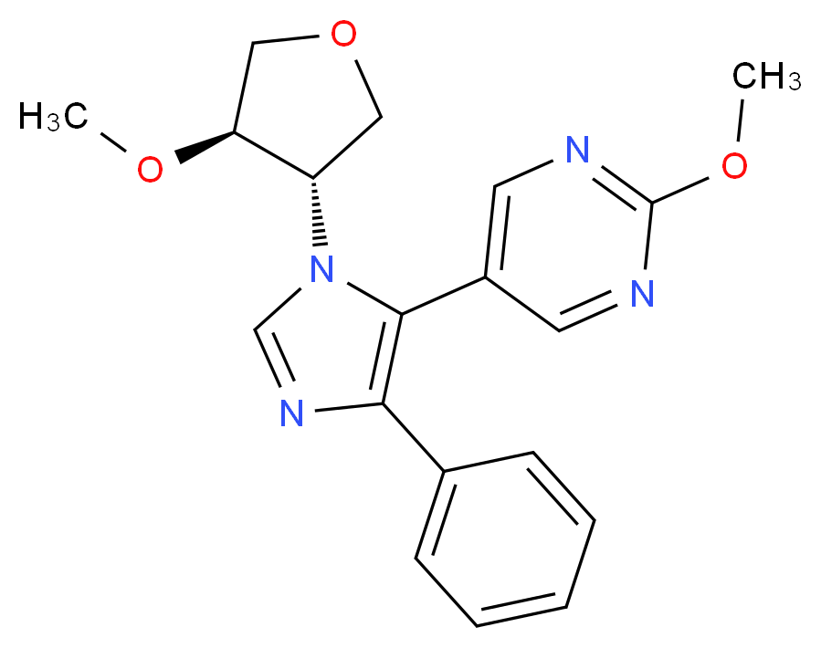 2-methoxy-5-{1-[(3S*,4R*)-4-methoxytetrahydrofuran-3-yl]-4-phenyl-1H-imidazol-5-yl}pyrimidine_Molecular_structure_CAS_)