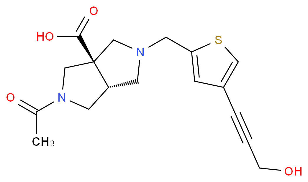 (3aR*,6aR*)-2-acetyl-5-{[4-(3-hydroxyprop-1-yn-1-yl)-2-thienyl]methyl}hexahydropyrrolo[3,4-c]pyrrole-3a(1H)-carboxylic acid_Molecular_structure_CAS_)